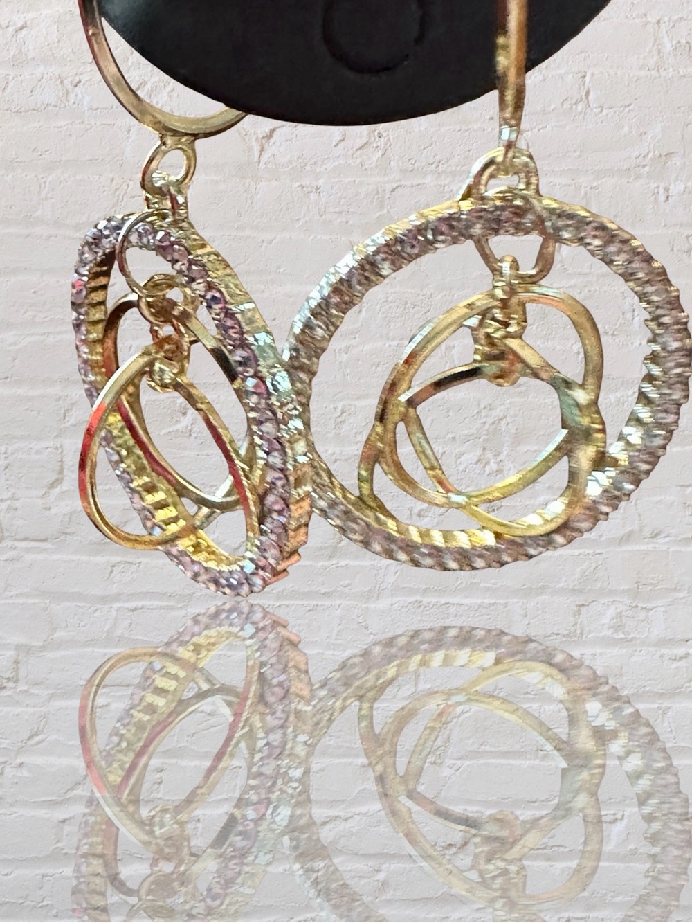 Textured Gold-Tone Multi Hoop Dangle Earrings